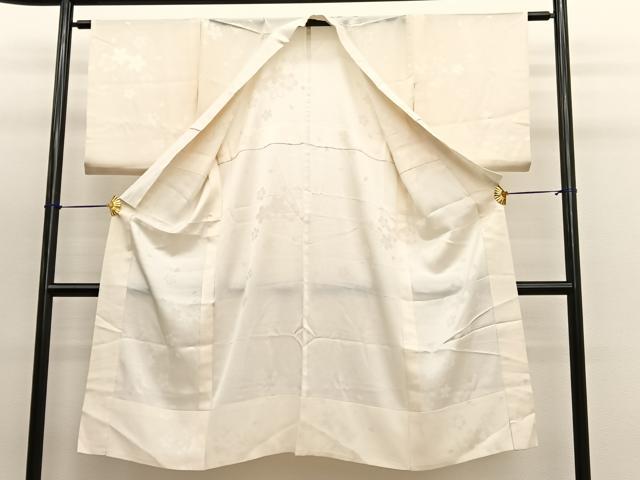 平和屋着物■長襦袢 無双仕立て ふくれ織 桜地紋 正絹 逸品 未使用 BAAW7782hv