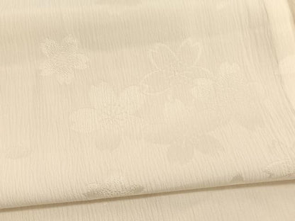 平和屋着物■長襦袢 無双仕立て ふくれ織 桜地紋 正絹 逸品 未使用 BAAW7782hv