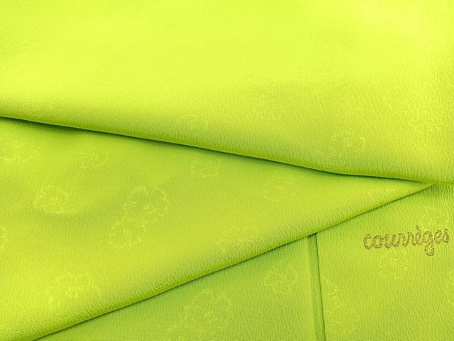 平和屋着物■COURREGES・クレージュ 色無地 花地紋 若草色 正絹 逸品 BAAW7802hv