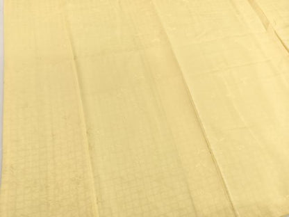 平和屋着物■上質な色無地 格子舞蝶地紋 卵色 正絹 逸品 未使用 BAAW7803hv