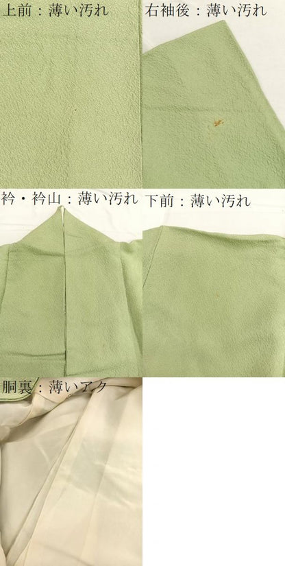 平和屋着物■上質な色無地 ふくれ織 若菜色 正絹 逸品 BAAW7804hv