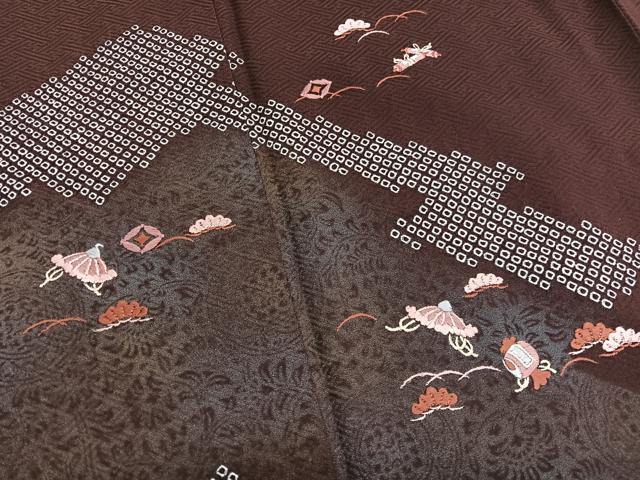 平和屋着物■訪問着 絞り 刺繍 宝尽くし 金銀彩 正絹 逸品 BAAW7807hv
