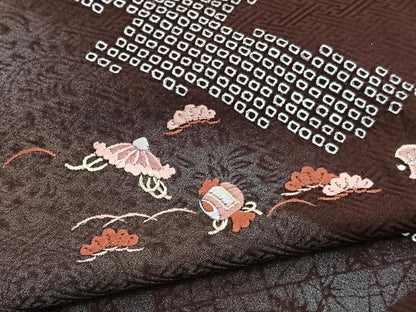 平和屋着物■訪問着 絞り 刺繍 宝尽くし 金銀彩 正絹 逸品 BAAW7807hv
