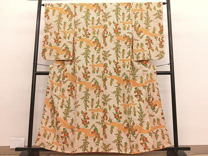 平和屋着物■上質な小紋 総絞り 草花文 正絹 逸品 BAAW7810hv