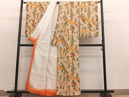 平和屋着物■上質な小紋 総絞り 草花文 正絹 逸品 BAAW7810hv
