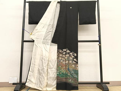 平和屋着物■豪華黒留袖 作家物 手描き 花鳥風月 金彩 正絹 逸品 BAAW7819hv