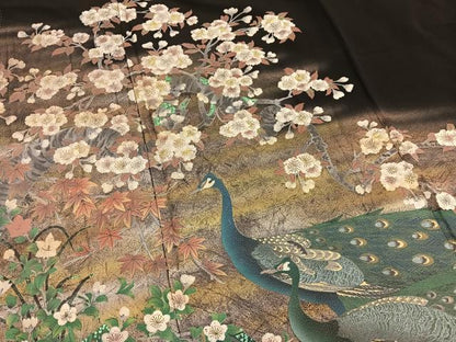 平和屋着物■豪華黒留袖 作家物 手描き 花鳥風月 金彩 正絹 逸品 BAAW7819hv