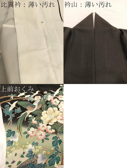 平和屋着物■豪華黒留袖 駒刺繍 花鳥文 暈し染め 金銀彩 正絹 逸品 BAAW7821hv