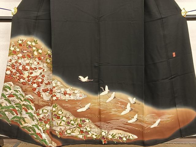 平和屋着物■豪華黒留袖 作家物 飛鶴浜松文 暈し染め 金銀彩 正絹 逸品 BAAW7825hv