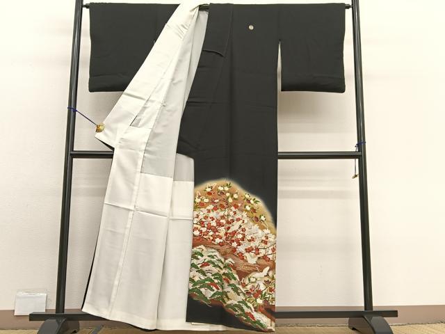 平和屋着物■豪華黒留袖 作家物 飛鶴浜松文 暈し染め 金銀彩 正絹 逸品 BAAW7825hv