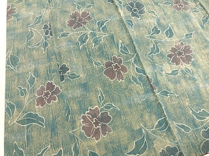 平和屋着物■上質な小紋 ふくれ織 枝花文 暈し染め お召縮緬 三越扱い 正絹 逸品 BAAW7826hv