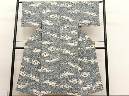 平和屋着物■上質な小紋 型染め 松竹梅御所解文 鬼しぼ縮緬 正絹 逸品 BAAW7828hv