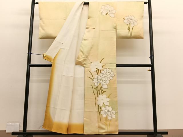 平和屋着物■中国三大刺繍 相良刺繍 訪問着 牡丹 暈し染め 金彩 正絹 逸品 BAAW7829hv