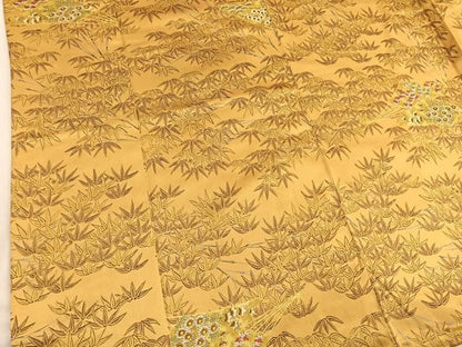 平和屋着物■上質な小紋 手描き 笹竹扇面花文 三越扱い 正絹 逸品 BAAW7835hv