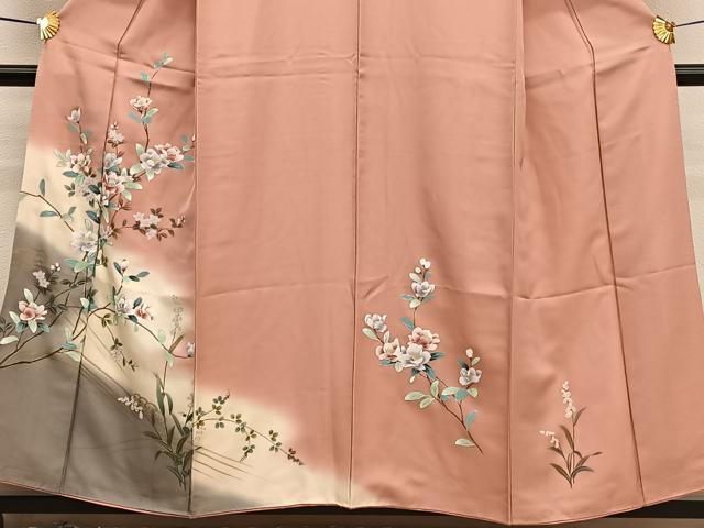 平和屋着物■訪問着 枝花文 暈し染め 銀彩 正絹 逸品 BAAW7836hv