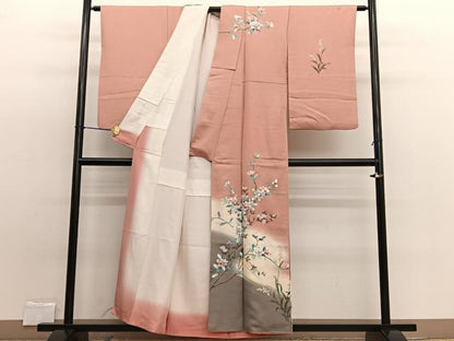 平和屋着物■訪問着 枝花文 暈し染め 銀彩 正絹 逸品 BAAW7836hv