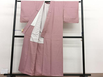 平和屋着物■上質な色無地 草花地紋 珊瑚色 正絹 逸品 BAAW7844hv