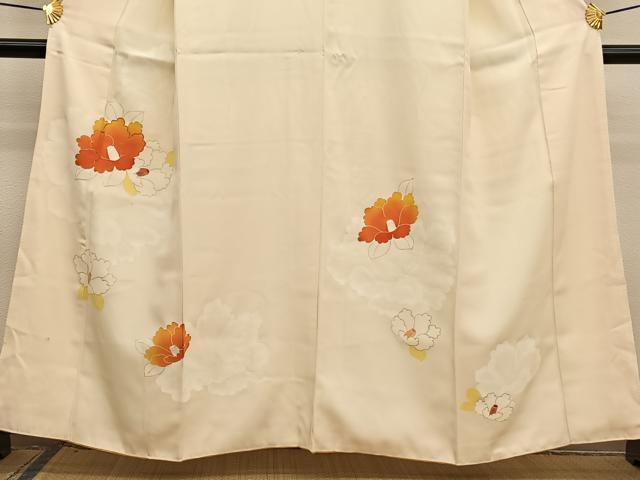 平和屋着物■訪問着 手描き 駒刺繍 椿 金彩 正絹 逸品 BAAW7848hv