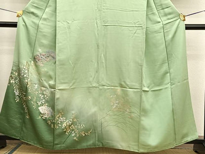 平和屋着物■訪問着 扇面花文 暈し染め 金銀彩 正絹 逸品 BAAW7870hv