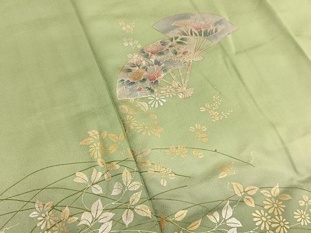 平和屋着物■訪問着 扇面花文 暈し染め 金銀彩 正絹 逸品 BAAW7870hv
