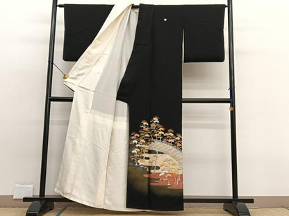 平和屋着物■豪華黒留袖 寿光織 渡橋浜松文 金銀糸 正絹 逸品 BAAW7873hv