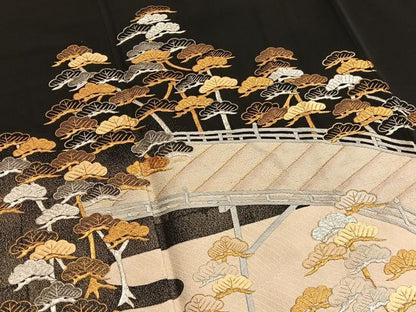 平和屋着物■豪華黒留袖 寿光織 渡橋浜松文 金銀糸 正絹 逸品 BAAW7873hv