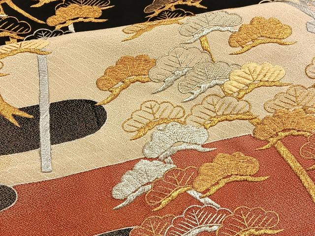 平和屋着物■豪華黒留袖 寿光織 渡橋浜松文 金銀糸 正絹 逸品 BAAW7873hv