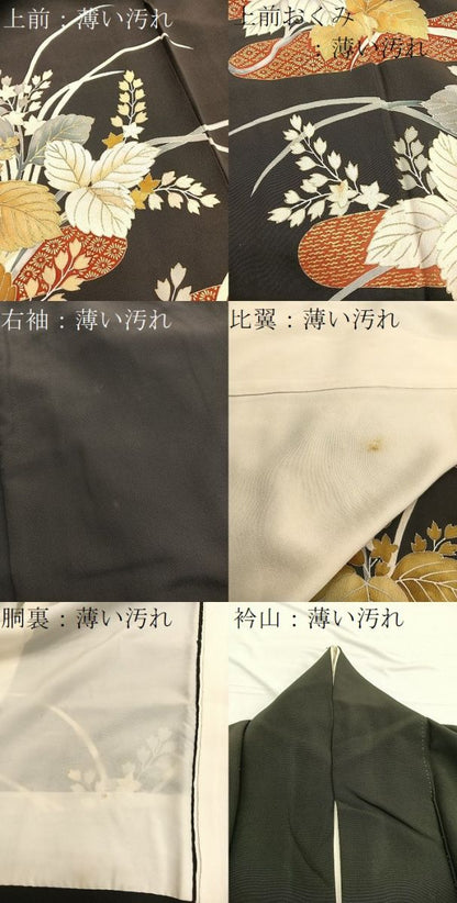 平和屋着物■豪華黒留袖　駒刺繍　エ霞桐花文　金彩　正絹　逸品　BAAW7877hv