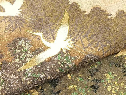 平和屋着物■豪華黒留袖 作家物 駒刺繍 飛鶴樹林文 暈し染め 金彩 正絹 逸品 BAAW7882hv