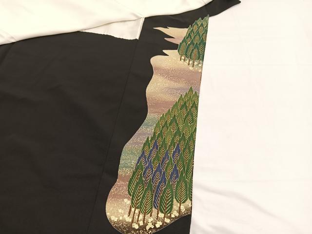 平和屋着物■豪華黒留袖 作家物 刺繍 飛鶴風景文 暈し染め 金彩 正絹 逸品 BAAW7884hv