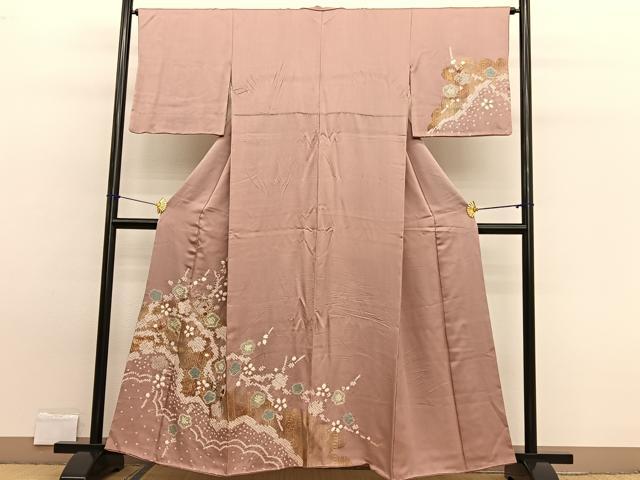 平和屋着物■訪問着 絞り 刺繍 枝梅文 金彩 正絹 逸品 BAAW7888hv