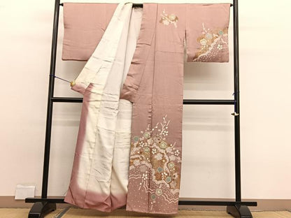 平和屋着物■訪問着 絞り 刺繍 枝梅文 金彩 正絹 逸品 BAAW7888hv