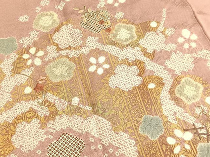 平和屋着物■訪問着 絞り 刺繍 枝梅文 金彩 正絹 逸品 BAAW7888hv