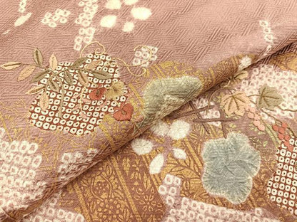平和屋着物■訪問着 絞り 刺繍 枝梅文 金彩 正絹 逸品 BAAW7888hv