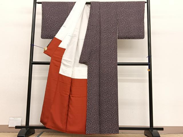 平和屋着物■上質な小紋 成り物 茄子 正絹 逸品 未使用 BAAW7889hv