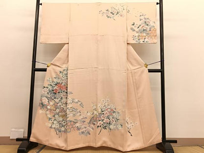 平和屋着物■訪問着 友禅 籬花文 正絹 逸品 BAAW7894hv