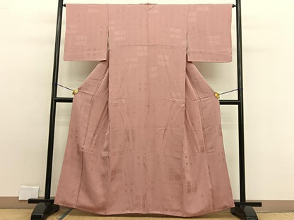 平和屋着物■上質な色無地 幾何学地紋 ときがら茶色 正絹 逸品 BAAW7896hv