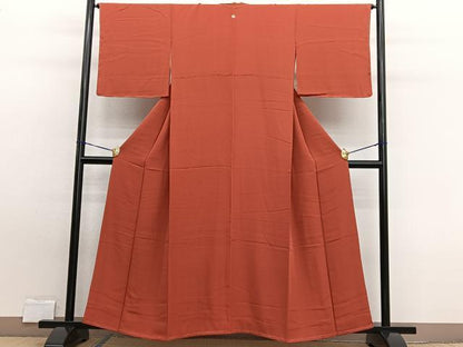 平和屋着物■上質な色無地 照柿色 正絹 逸品 未使用 BAAW7898hv