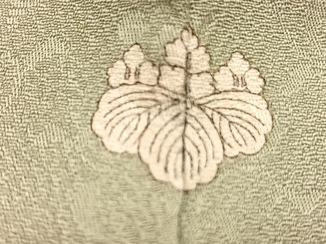 平和屋着物■上質な色無地 作家物 花唐草地紋 若芽色 正絹 逸品 BAAW7899hv