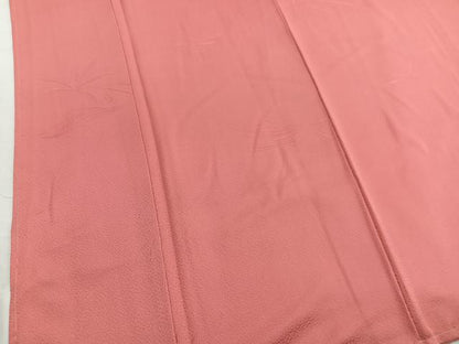 平和屋着物■上質な色無地 舞花地紋 甚三紅色 正絹 逸品 BAAW7900hv