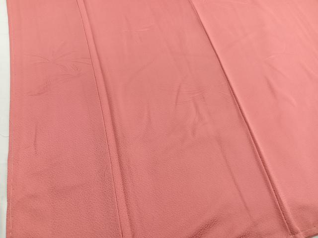平和屋着物■上質な色無地 舞花地紋 甚三紅色 正絹 逸品 BAAW7900hv