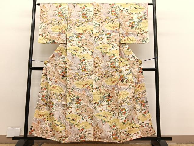 平和屋着物■上質な小紋 流水花文 金彩 正絹 逸品 BAAW7901hv