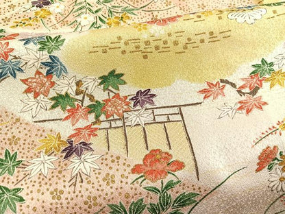 平和屋着物■上質な小紋 流水花文 金彩 正絹 逸品 BAAW7901hv