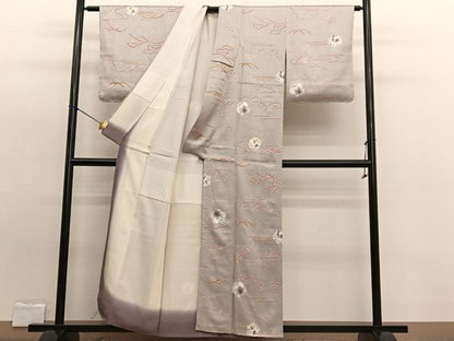 平和屋着物■上質な小紋 手描き 絞り 流水花文 正絹 逸品 未使用 BAAW7912hv
