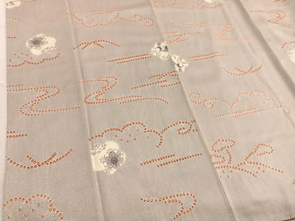 平和屋着物■上質な小紋 手描き 絞り 流水花文 正絹 逸品 未使用 BAAW7912hv