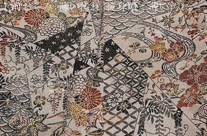 平和屋着物■上質な小紋 型染め 切嵌花鳥文 金彩 正絹 逸品 BAAW7925hv