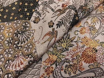 平和屋着物■上質な小紋 型染め 切嵌花鳥文 金彩 正絹 逸品 BAAW7925hv