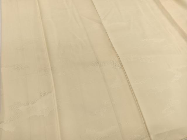 平和屋着物■上質な色無地　雲取り流水地紋　鳥の子色　正絹　逸品　BAAW7934hv