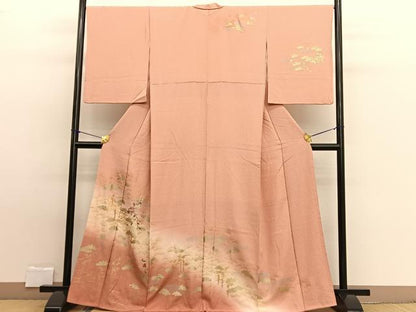 平和屋着物■訪問着 刺繍 松枝花文 暈し染め 金銀彩 正絹 逸品 BAAW7935hv