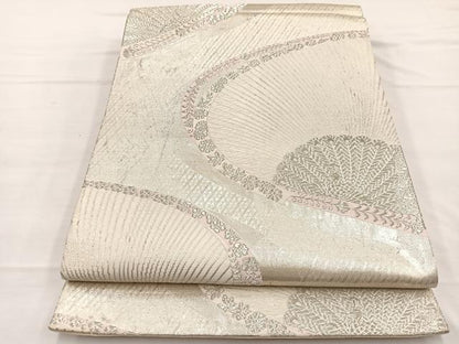 平和屋着物◎六通柄袋帯　唐織　孔雀　銀糸　正絹　逸品　BAAW7937hv